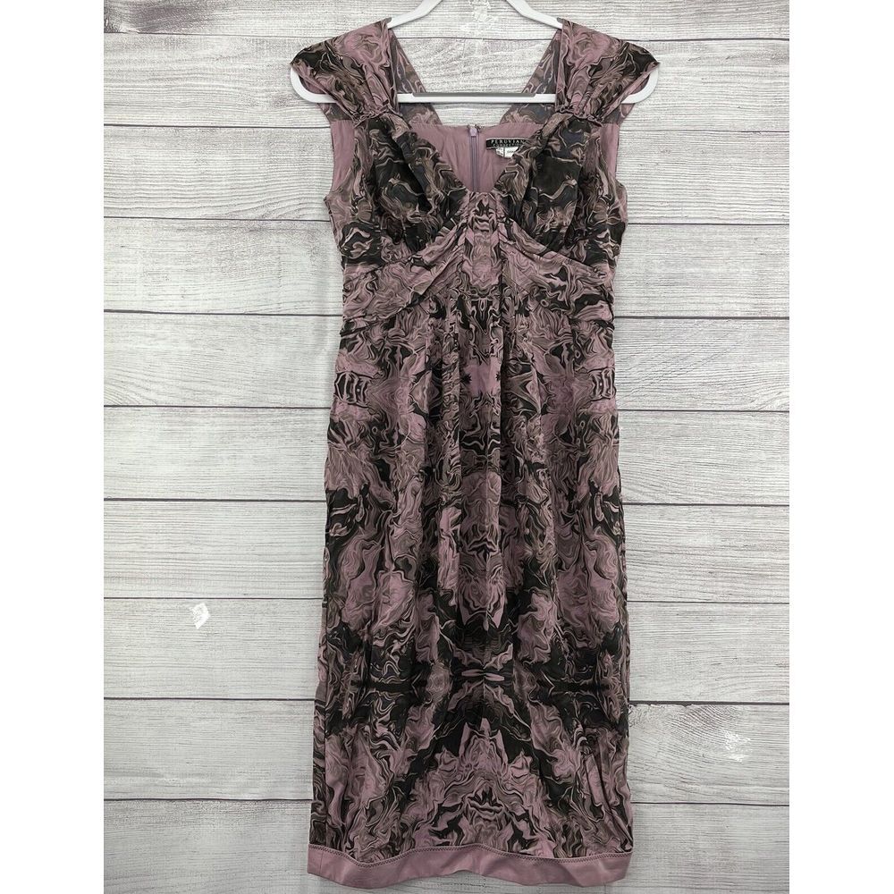 Peruvian Connection Mauve and Black Marble-Print Midi Dress